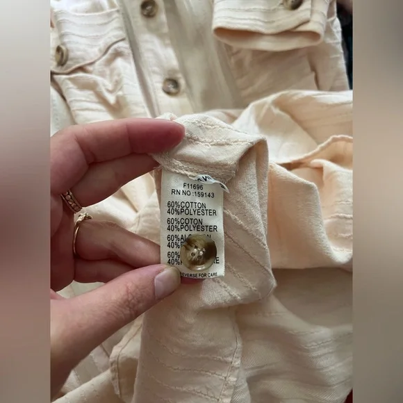 FRNCH Buttonfront Cream Midi Long Sleeve Dress - Picture 6 of 7